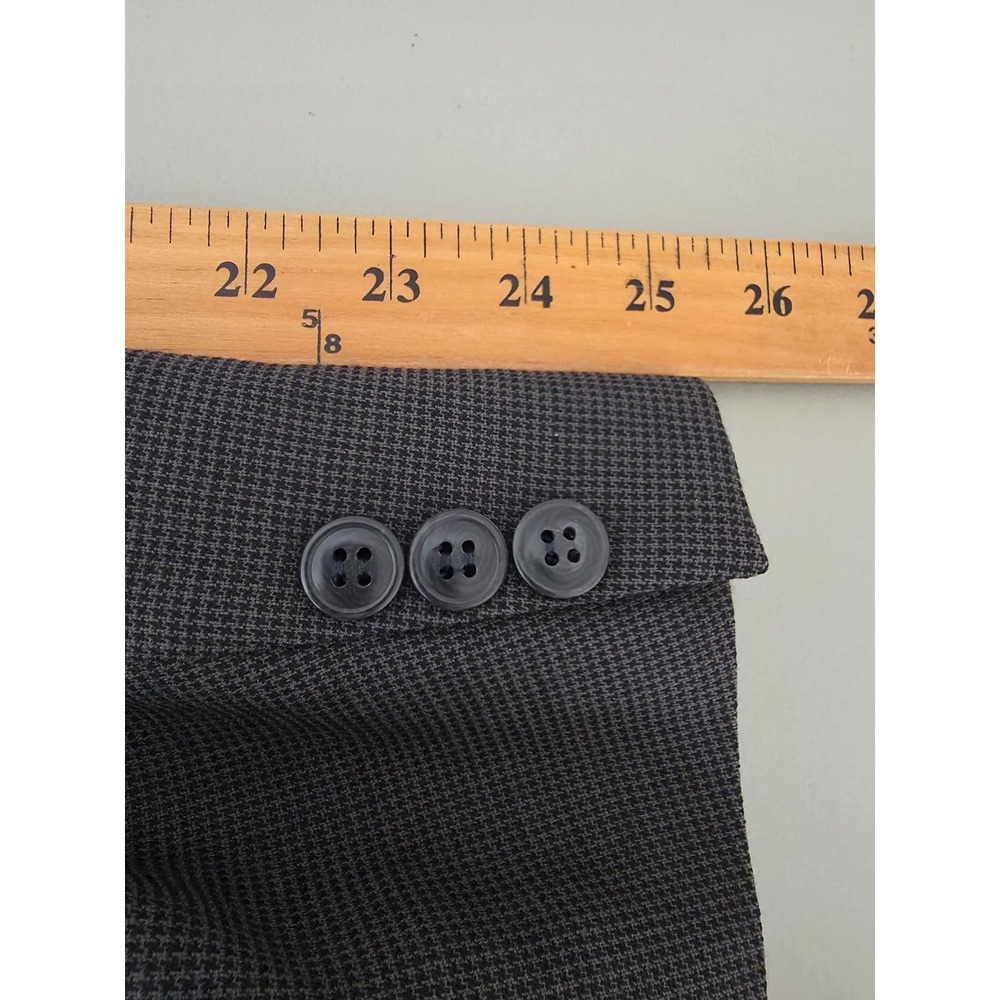 Andrew Fezza 2 Piece Suit Mens 46 L Black Houndstooth Blazer Pants 38X32 Wool - Picture 10 of 16